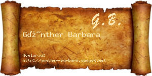 Günther Barbara névjegykártya